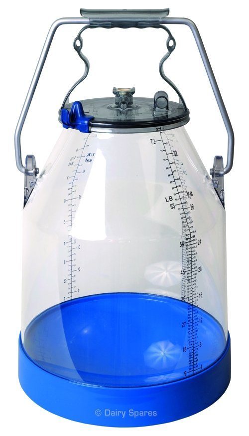 Clear Milk Bucket c/w Lockable Lid 14mm Nipple (Needs Pulsator) DB200